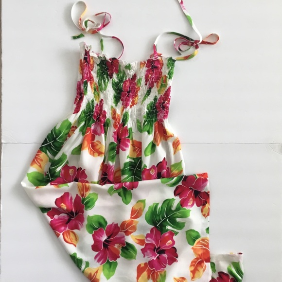 Two Palms Hawaiian Print Dress Made in Hawaii One Size Fits All - Picture 2 of 6